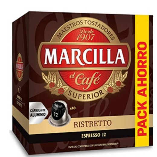 Capsulas Cafe MARCILLA Nespresso Ristretto 50U F. AHORRO XXL | Borosa Market