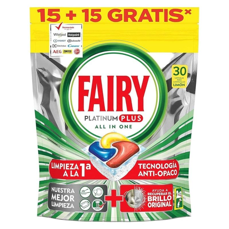Lavavajillas Capsulas Maquina FAIRY Platinum Limon 15+15UND | Borosa Market
