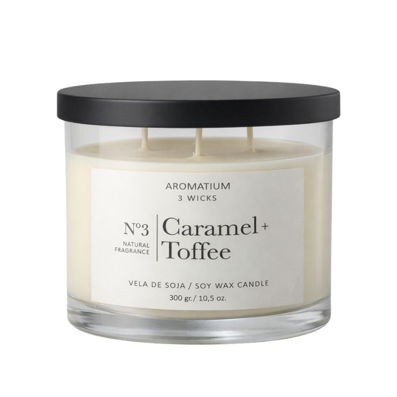 Vela Perfumada Vaso Caramel-Toffe AROMATIUM 3 Mechas 300GR | Borosa Market