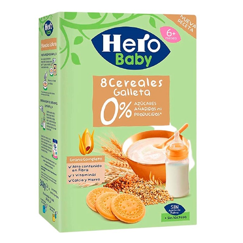 Papilla HERO 8 Cereales 0% AZUCARES 340GR | Cash Borosa