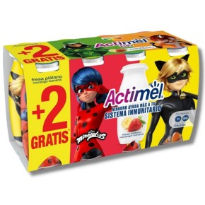 Bebida Lactea L Casei Sabor Fresa y Platano ACTIMEL X6