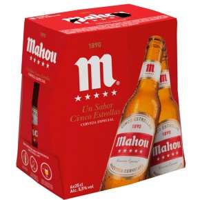 Cerveza Botellin MAHOU 5 Estrellas 6 UND X 25 CL