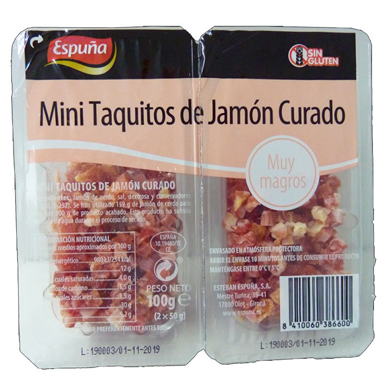 Jamon Serrano Taquitos ESPUÑA  90 GR | Cash Borosa