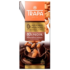 Chocolate Negro 80% con Almendras Sin Azucar TRAPA 175 GR