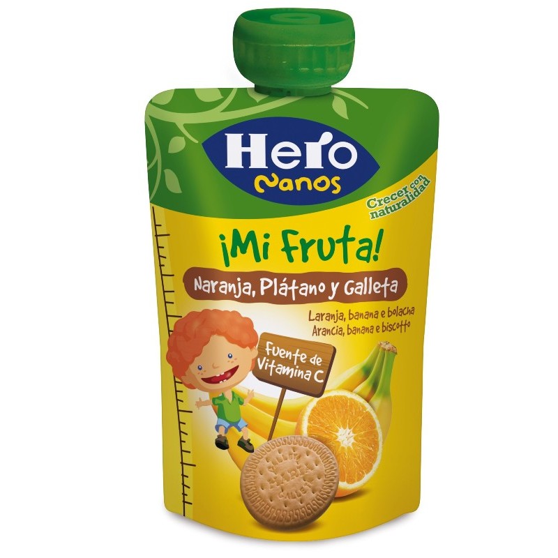 Bolsita Mi Fruta HERO Naranja Platano Y Galletas 100 GR | Cash Borosa