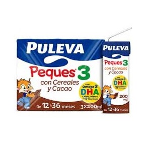 Leche de Crecimiento PULEVA  Pack-3 Peques Cereales/Cacao