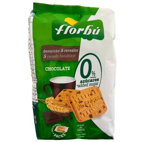Galletas 0% Azucar FLORBU Desayuno Con Chocolate 2€ 340 GR | Borosa Market