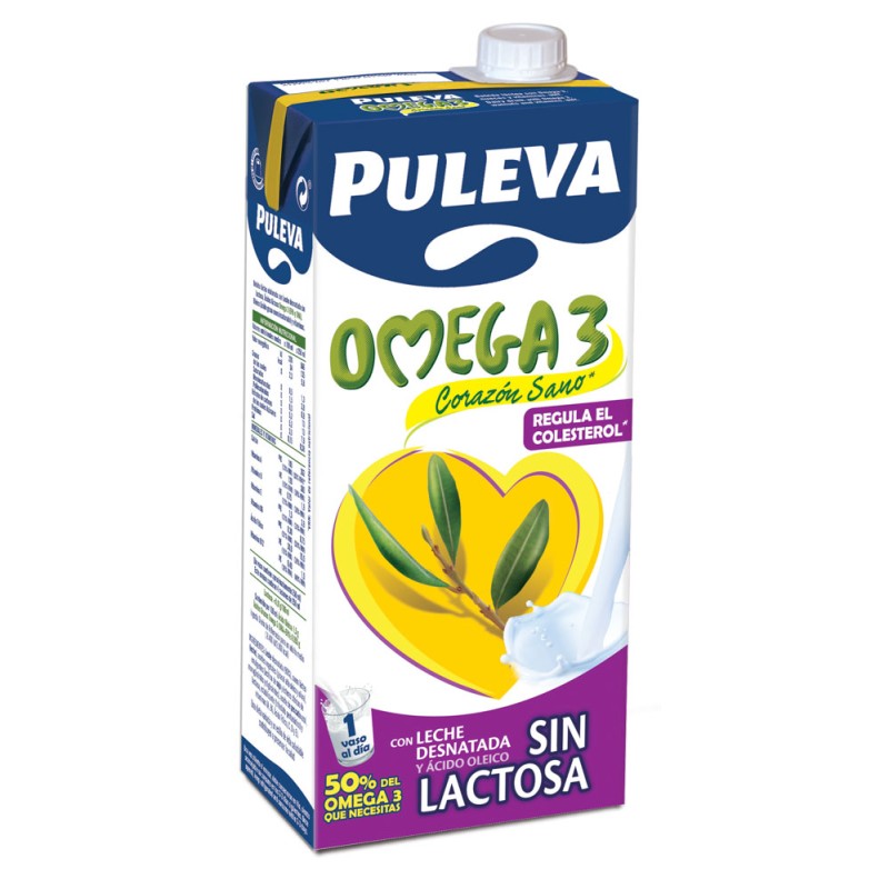 Leche Omega 3 PULEVA Desnatada Sin Lactosa   1 L | Borosa Market