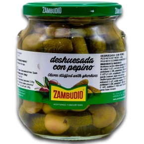 Aceitunas Deshuesada con Pepinillo ZAMBUDIO Cristal 300 Gr