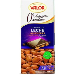 Chocolate Sin Azucares con leche y almendras VALOR 150 Gr