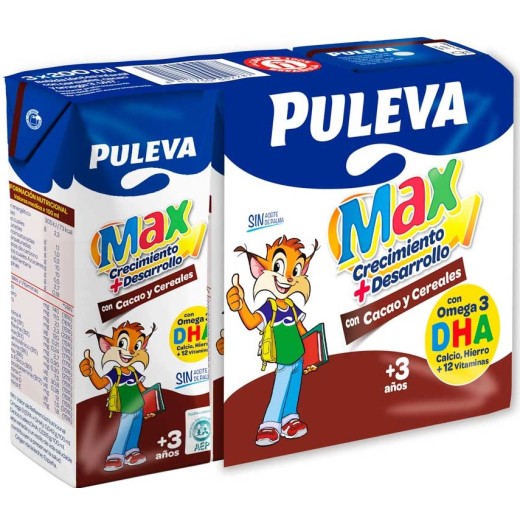 Leche de Crecimiento PULEVA Max Cacao y Cereales Pack 3 UND | Cash Borosa