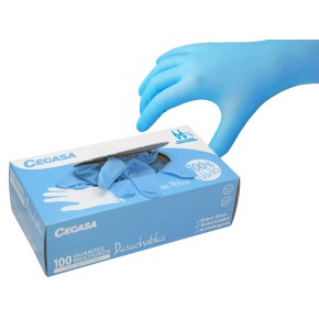 Guantes CEGASA Nitrilo Caja 100 Und talla 9 Azul