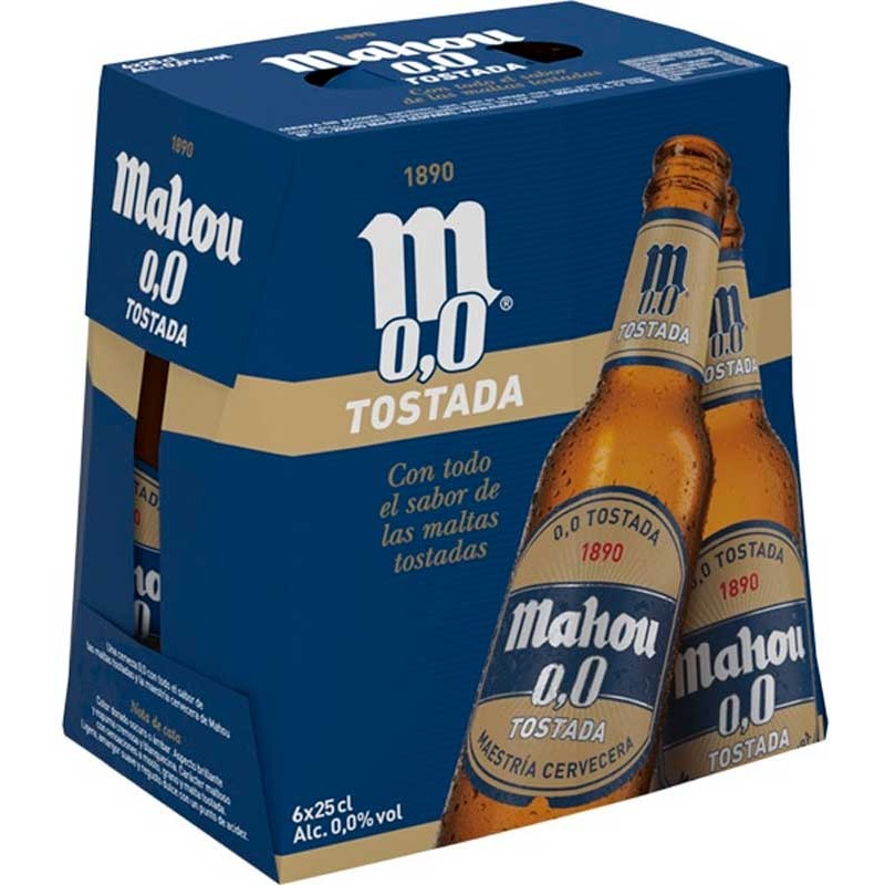 Cerveza Botellin MAHOU 00 Tostada 6 UND X 25 CL | Cash Borosa