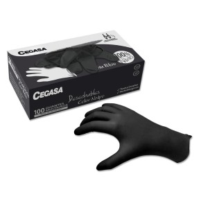 Guantes CEGASA Nitrilo Caja 100 Und Talla 6 Negro