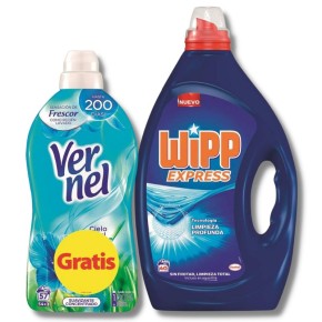 Detergente WIPP Liq. 35 Lavados + Suavizante VERNEL Limpio L