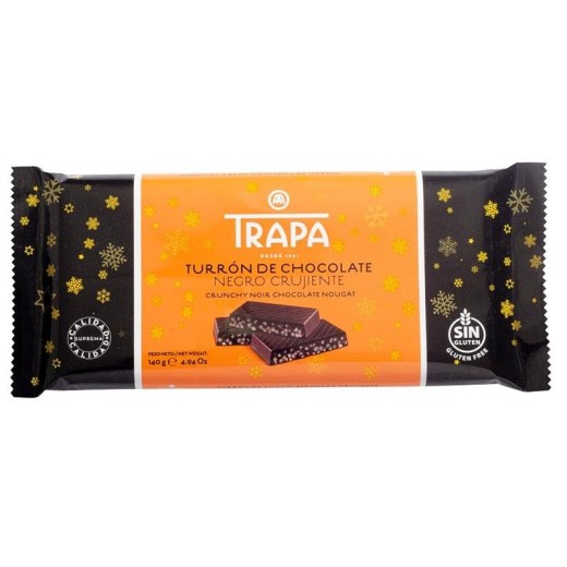Turron de Chocolate Negro Crujiente TRAPA 140g
