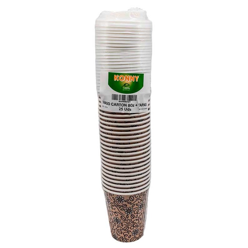 Vaso Carton Cafe  8 Oz + Tapa Pack de 25 und Konny | Cash Borosa