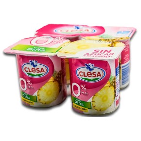 Yogur Sabor Piña CLESA Desnatado 0% X4 125 GR