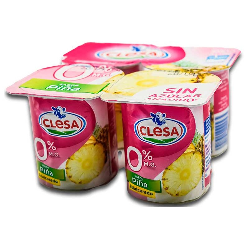 Yogur Sabor Piña CLESA Desnatado 0% X4 125 GR | Cash Borosa