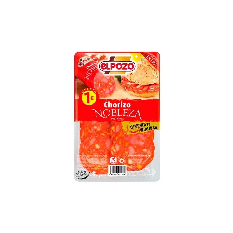 Chorizo Lonchas  Nobleza ELPOZO 1 €  65 GR | Cash Borosa