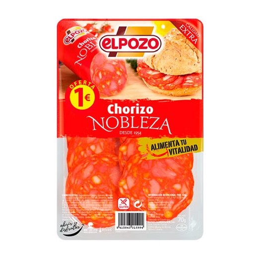 Chorizo Lonchas  Nobleza ELPOZO 1 €  65 GR | Cash Borosa