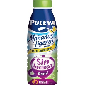 Leche Semidesnatada Sin Lactosa PULEVA Mañanas Ligeras 1 L