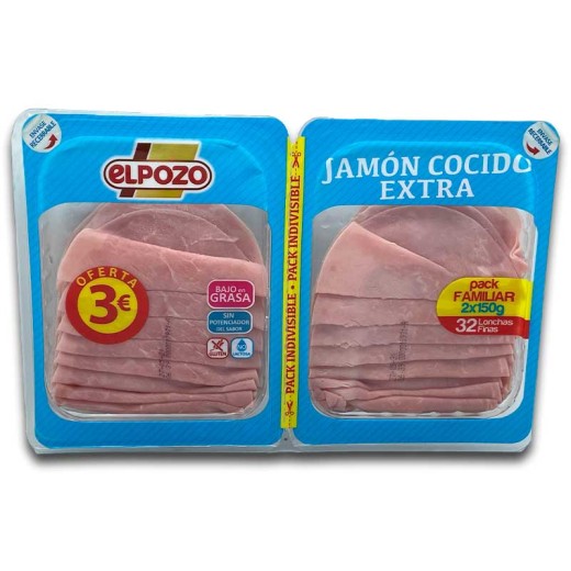 Jamon Cocido Lonchas ELPOZO  Pack 2 x 150 GR | Cash Borosa