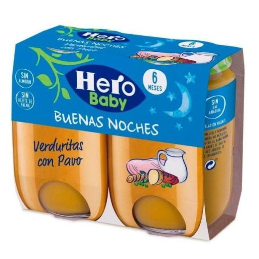 Tarrito Verduras con Pavo HERO Buenas Noches  2 X190 GR | Cash Borosa