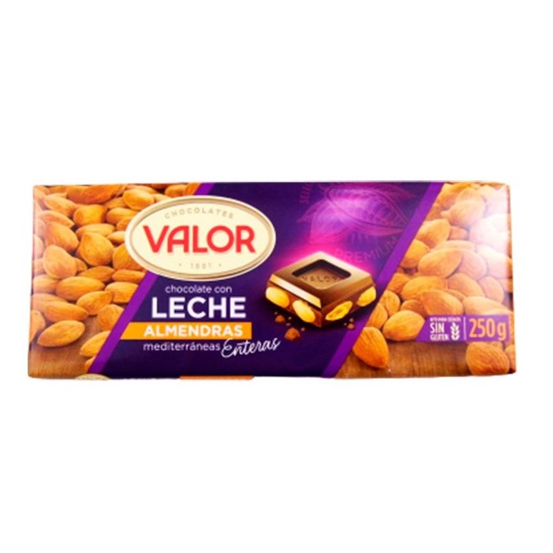 Chocolate con Leche y almendras VALOR 250 Gr | Cash Borosa