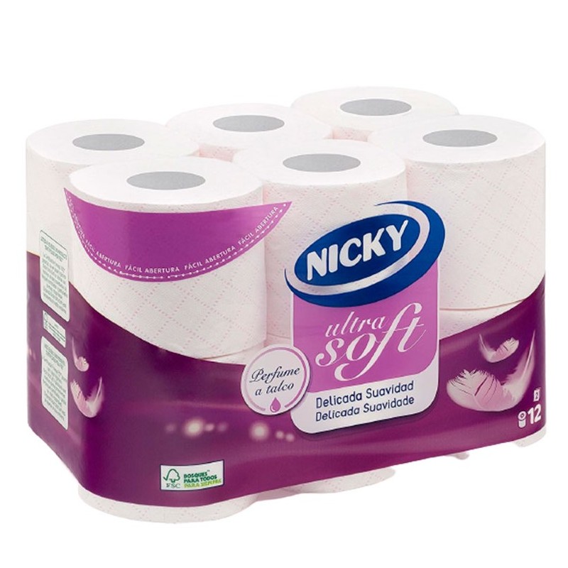 Papel Higienico 12 Rollos NICKY Ultrasoft | Cash Borosa