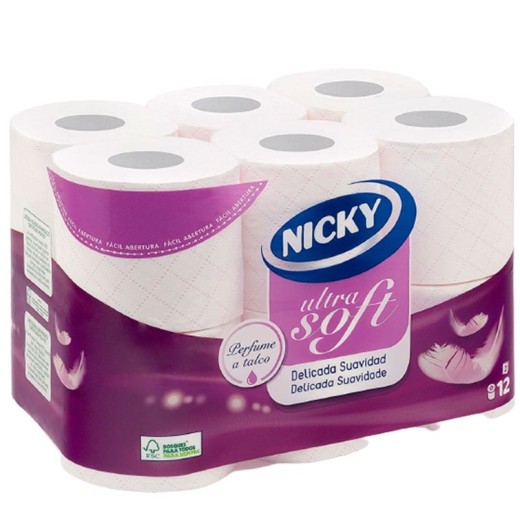 Papel Higienico 12 Rollos NICKY Ultrasoft | Cash Borosa