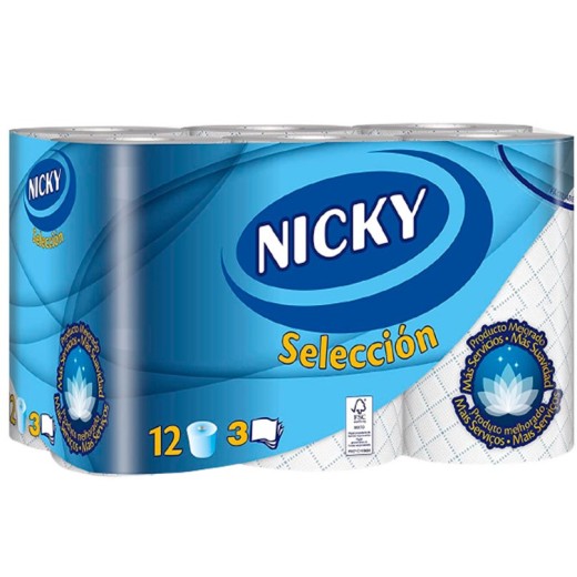 Papel Higienico 12 Rollos NICKY Seleccion Azul Perfumado | Cash Borosa