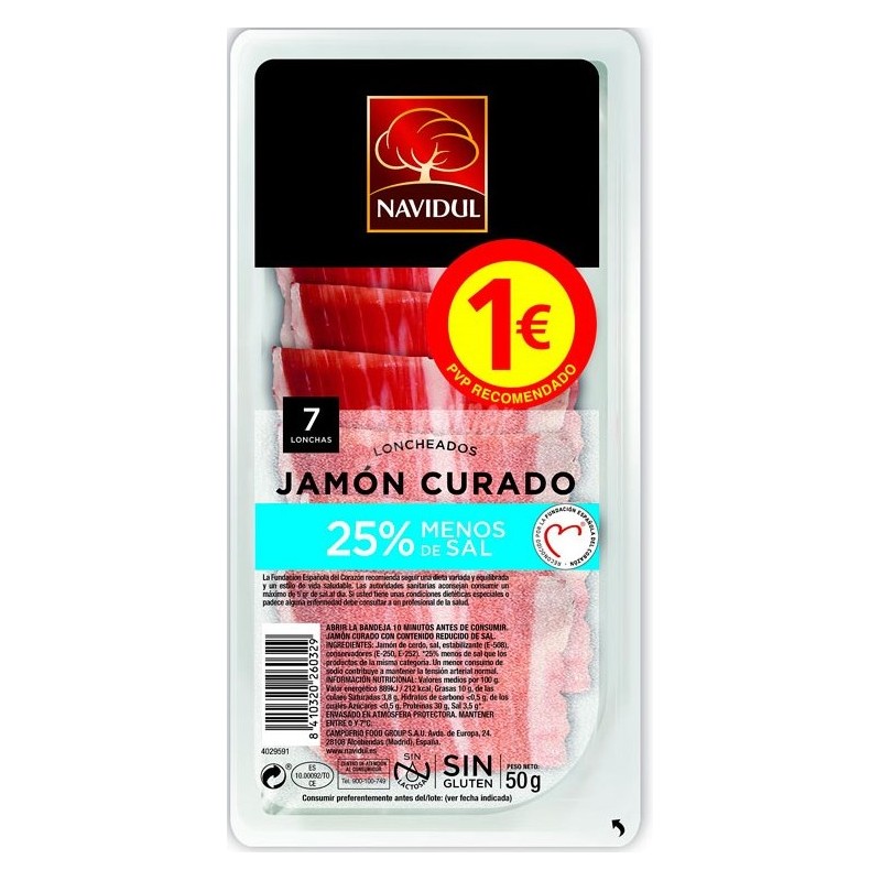 Jamon Serrano Lonchas NAVIDUL 1€ 45 Gr | Cash Borosa