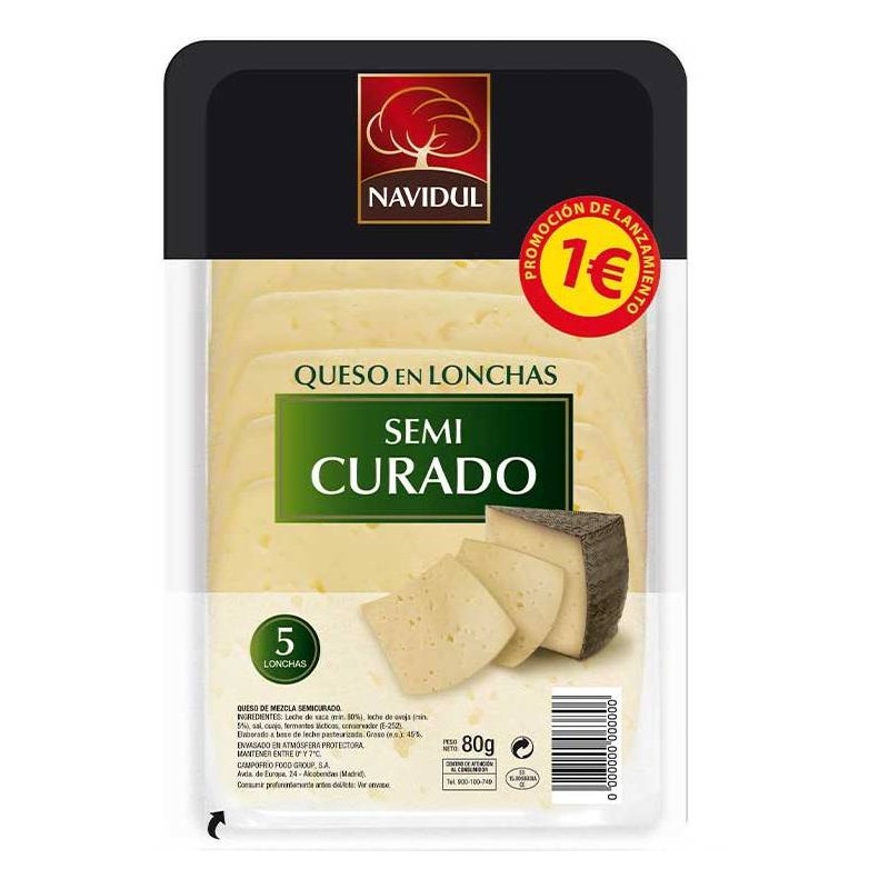 Queso Lonchas NAVIDUL Semicurado 70 Gr | Cash Borosa