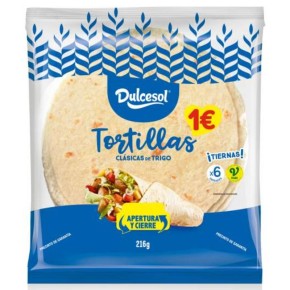 Tortilla Trigo DULCESOL 1€ 6 Und 216GR