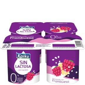 Yogur Desnatado Frambruesa Sin Lactosa KAIKU Pack 4 x 125 GR