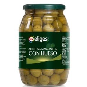 Aceitunas Manzanilla con Hueso IFA Barril  500 Gr