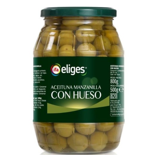 Aceitunas Manzanilla con Hueso IFA Barril  500 Gr | Cash Borosa