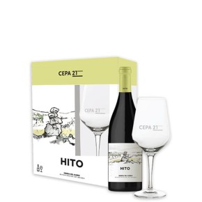 Estuche Vino Tinto Ribera del Duero D.O. Hito 75 CL+ Copa