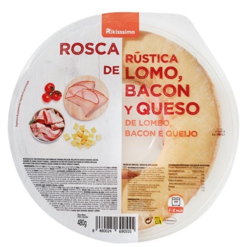 Rosca Lomo Bacon y Queso RIKISSIMO 480 GR | Cash Borosa