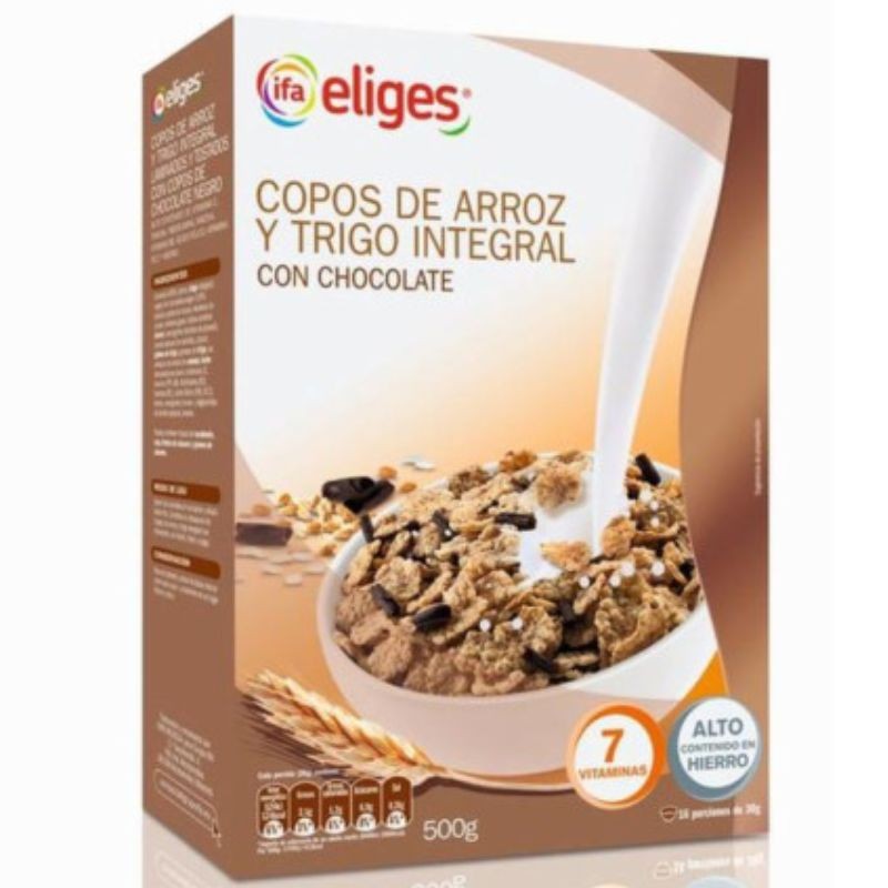 Cereales IFA Copos de Arroz y Trigo con Chocolate 500 Gr | Cash Borosa