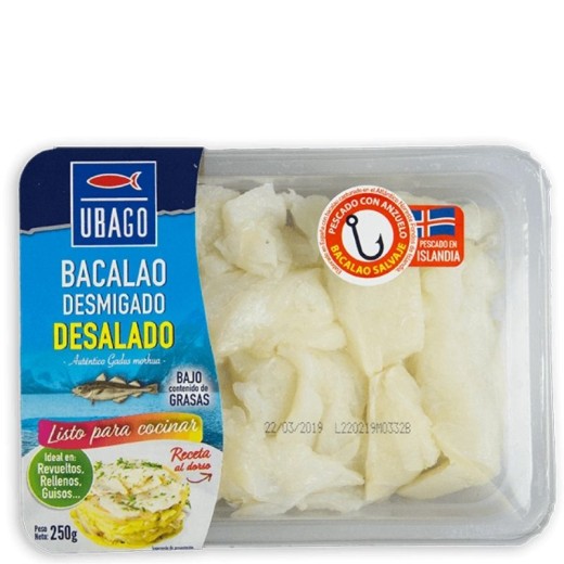 Migas de Bacalao Desalado UBAGO Bandeja 250GR | Cash Borosa