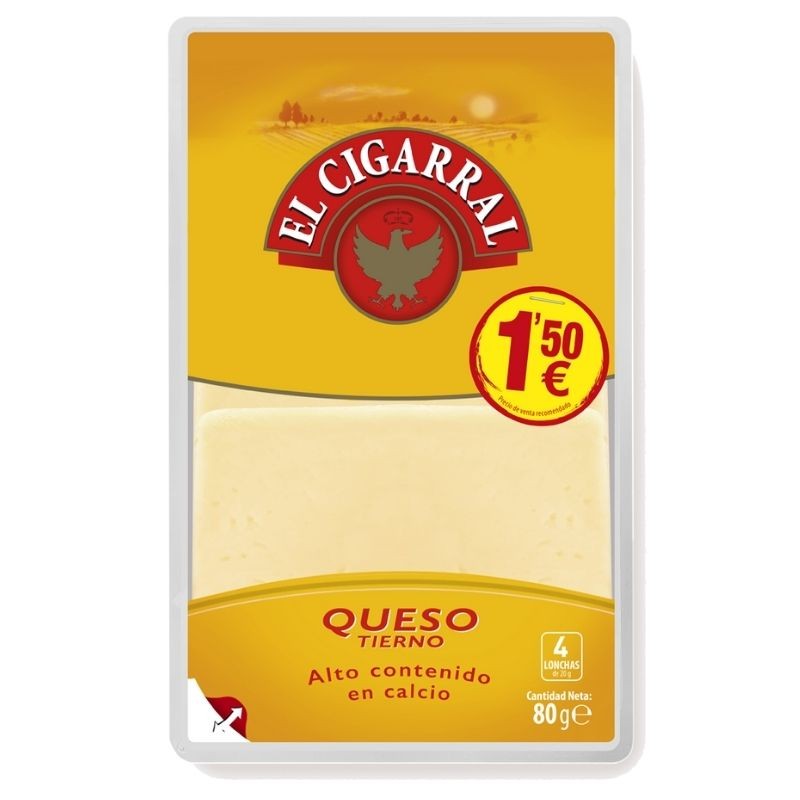 Queso Lonchas Tierno CIGARRAL 1.50€ 80 GR | Borosa Market