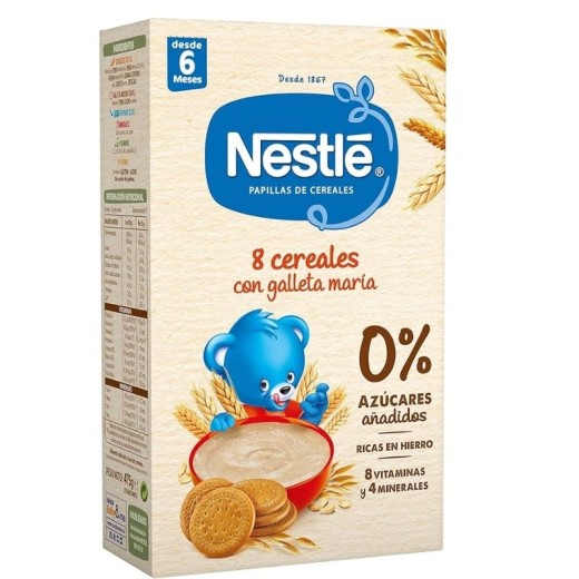 Papilla NESTLE 8 Cereales con Galleta 0% 0% 255 GR | Cash Borosa