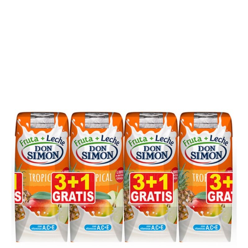 Fruta + Leche Tropical DON SIMON Pack 3 +1 X 33 CL | Cash Borosa