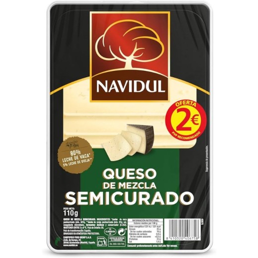 Queso Lonchas NAVIDUL Semicurado 2€ 110 Gr | Cash Borosa