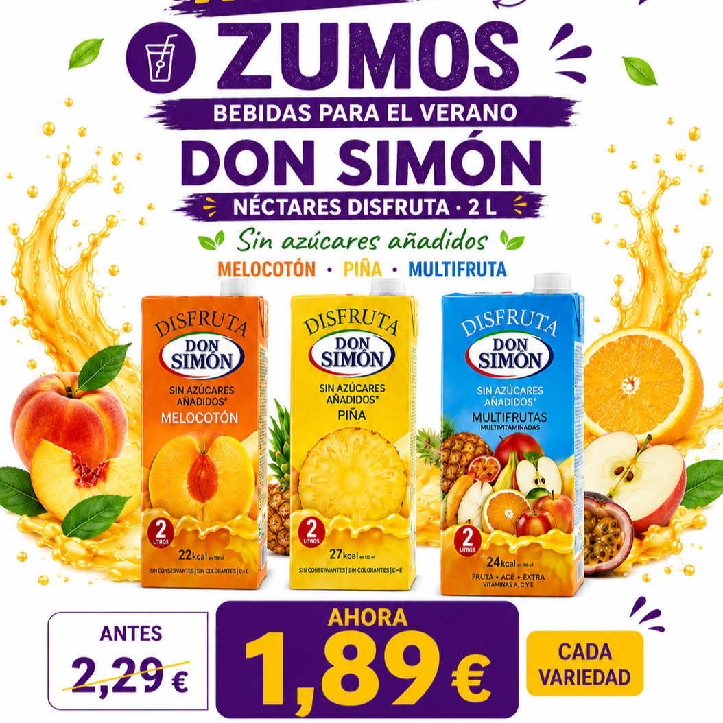Néctares Don Simón de 2 litros sin azúcares añadidos a precio especial en Borosa Market